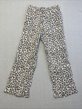 Caslon 100% Linen Leopard Print Wide Leg Pants XS Animal Print